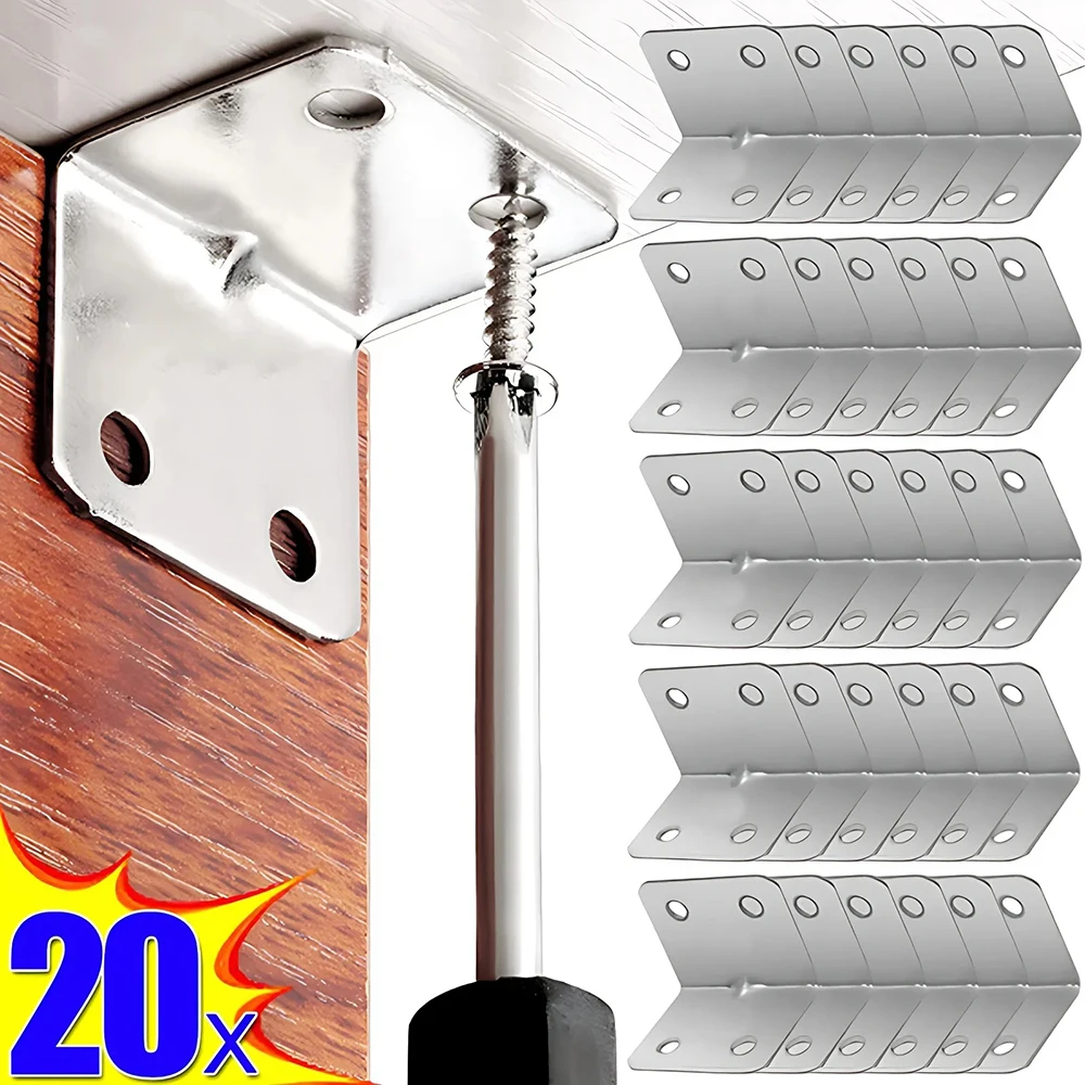 20/40pcs Angle Iron Board Table, Chair, Cabinet, Fixed Connector, 90-Degree Angle Iron Plate Bracket, Furniture Accessories