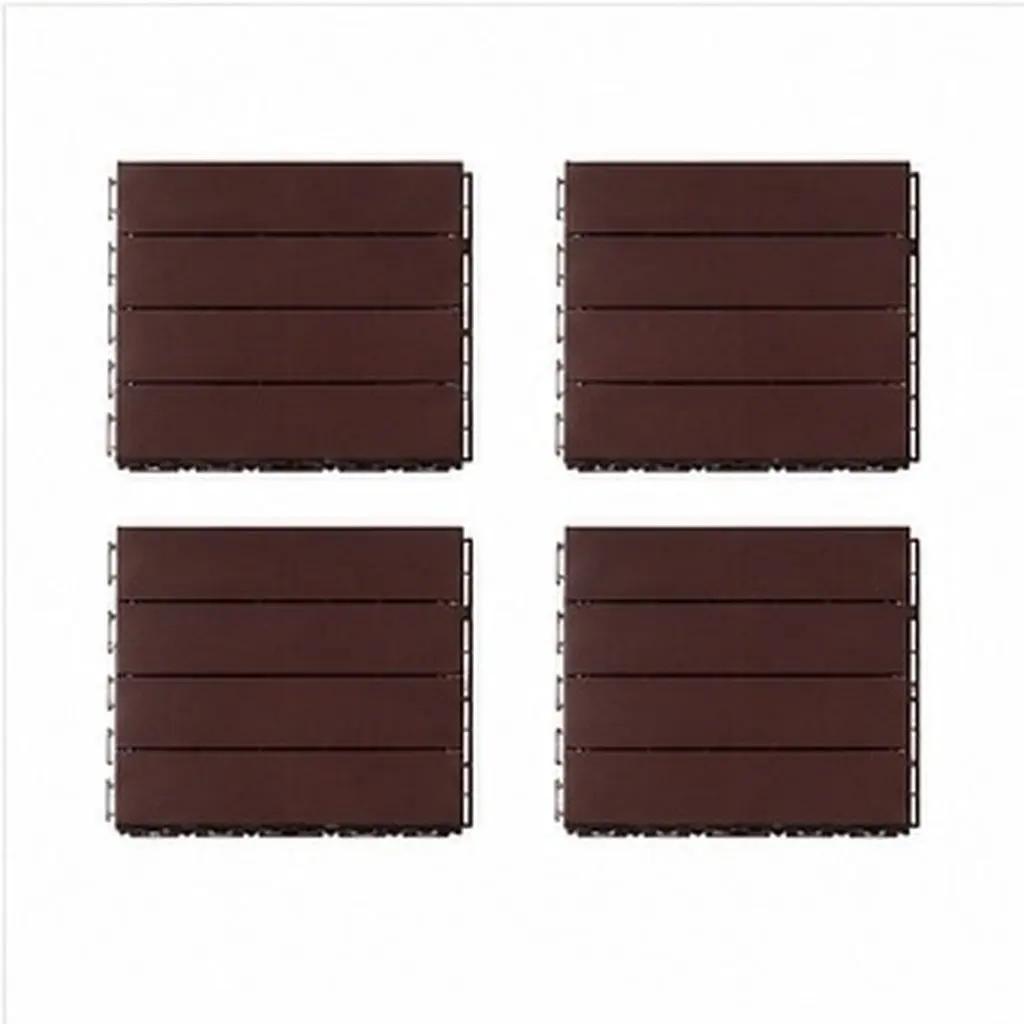 4Pcs Interlocking Plastic Deck Tiles Outdoor Flooring Wood Grain Design for Patio Balcony Courtyard Garden Easy Assembly
