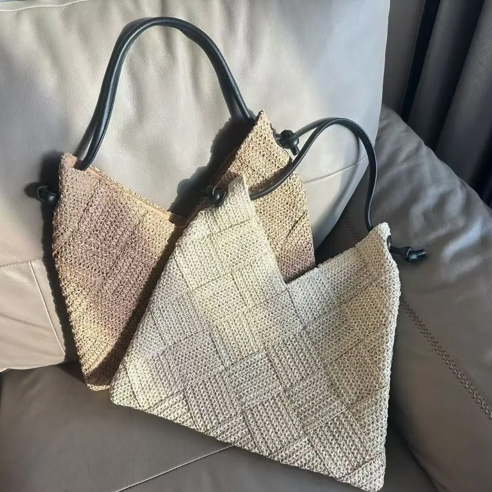 Простая богемная ажурная вязаная сумка, треугольная хлопковая нить, вязаная крючком большая сумка, большая вместительная сумка, пляжная соломенная сумка для студентов