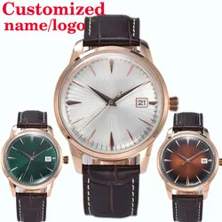 Men's Watch Customized Logo NH35 Movement  New Cocktail Mechanical Watch Sapphire Glass Leather Bracelet New Waterproof Watch