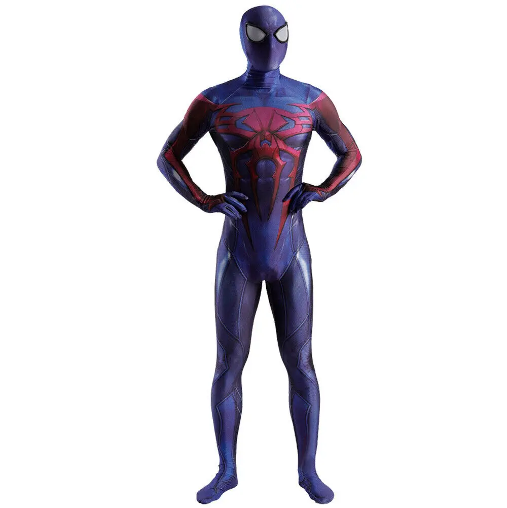 

Halloween 2099 Miguel OHara Spidercosplay Costume Boys Blue Red Bodysuit Zentai Full Body Suit Adult