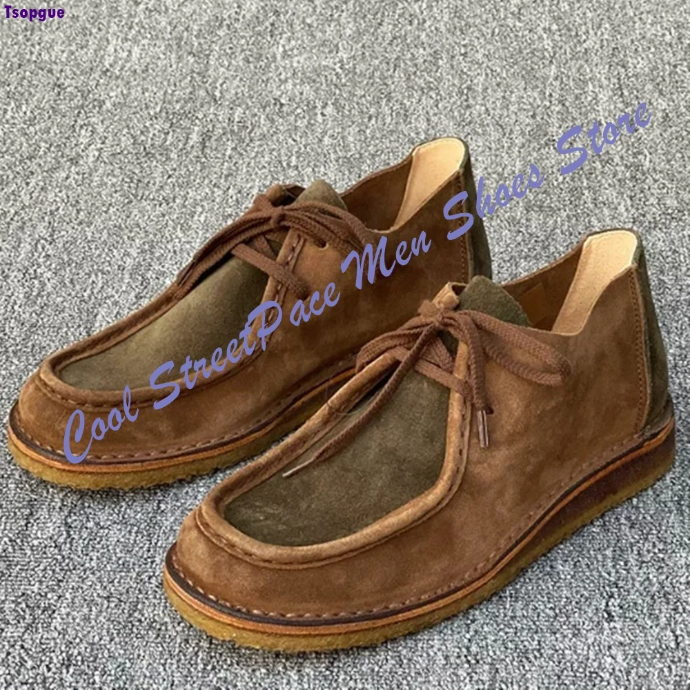Retro Suede Men's Casual desert Ankle Boots Cowhide Lace-up Men's Shoes level 4 wearable Gentlemanly Comfortable for everyday