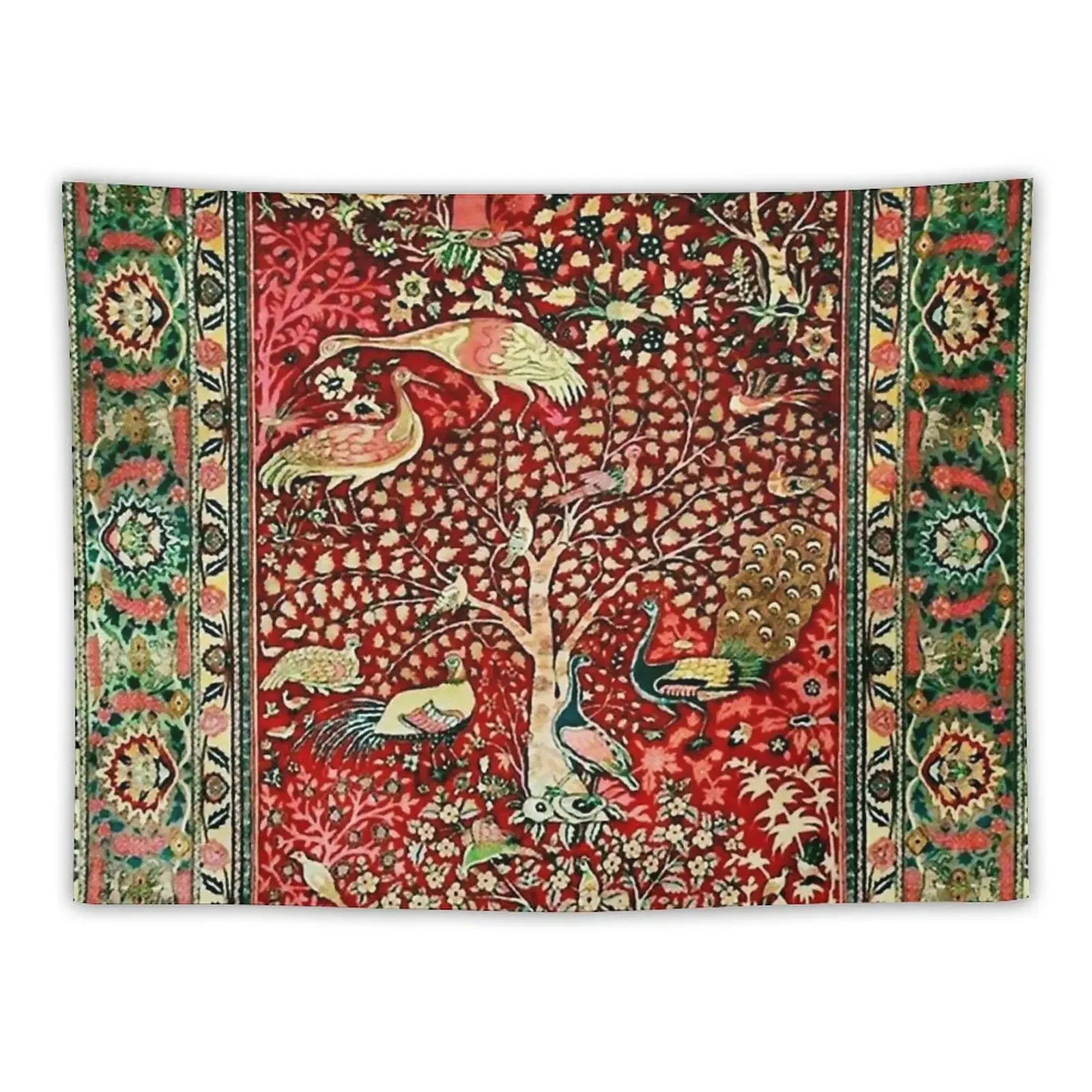 

Antique Persian Rug Bird Tree Flowers ca. 1600 Print Tapestry Wall Decor Hanging Decorative Wall Tapestry Room Decor Aesthetic