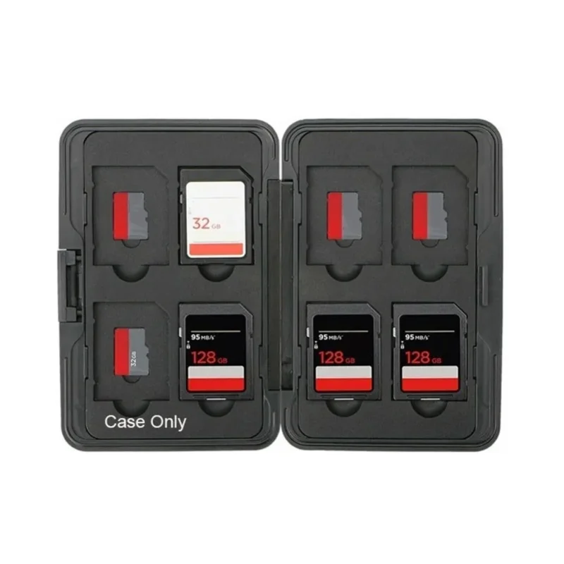 Memory Card Storage Box Hard Wearing Anti Scratch Waterproof Aluminum Storage Card Carrying Case Black
