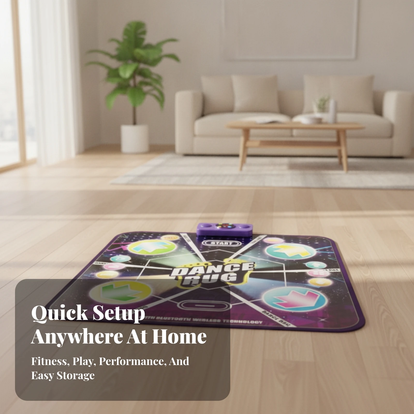 Music Dance Mat Interactive Dance Pad with Console Rhythm Practice Mat Electronic Toy Water-Resistant for Families, Game Rooms