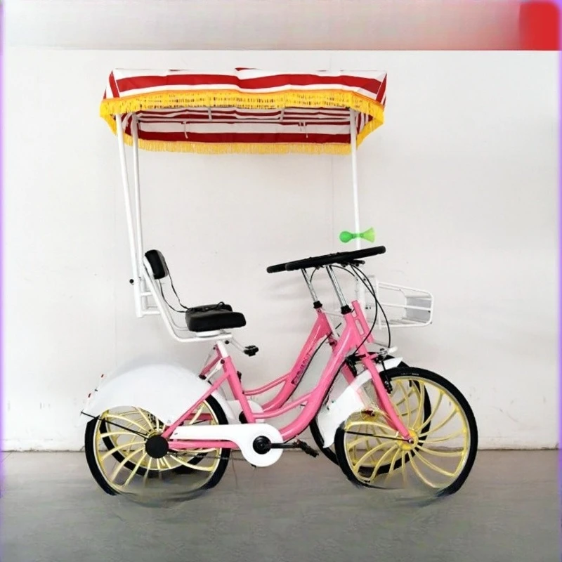 Model 22 row four-wheeled double bicycle two couples parent-child riding sightseeing side-by-side rental