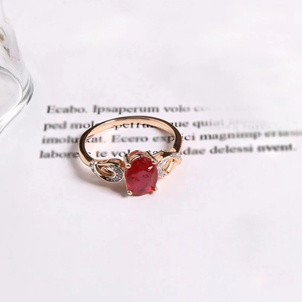 925 Sterling silver fine Ring with natural filled ruby oval cut 6*8mm for women nice gift