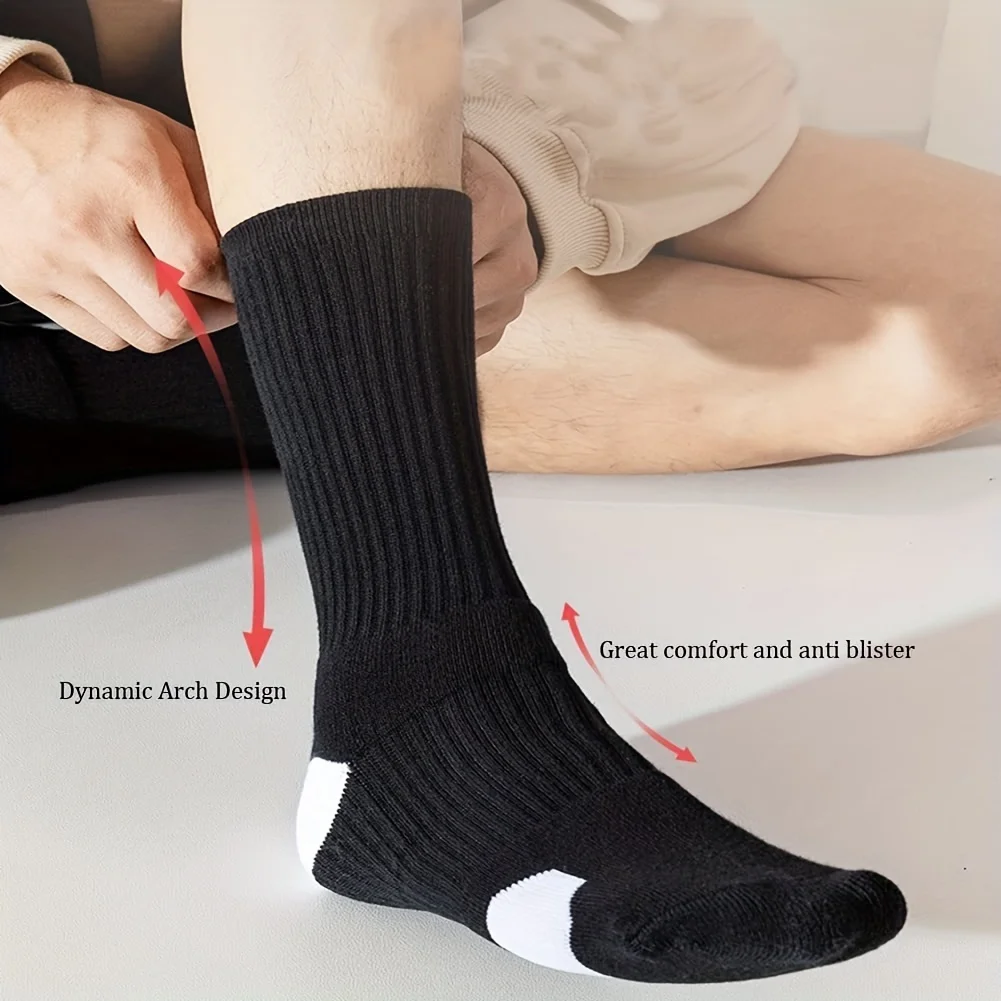 3Pairs Men Cotton Middle Tube Socks Soft Shock-Absorbing Breathable Sports Sock Comfortable High Quality Fashion Casual Male Sox