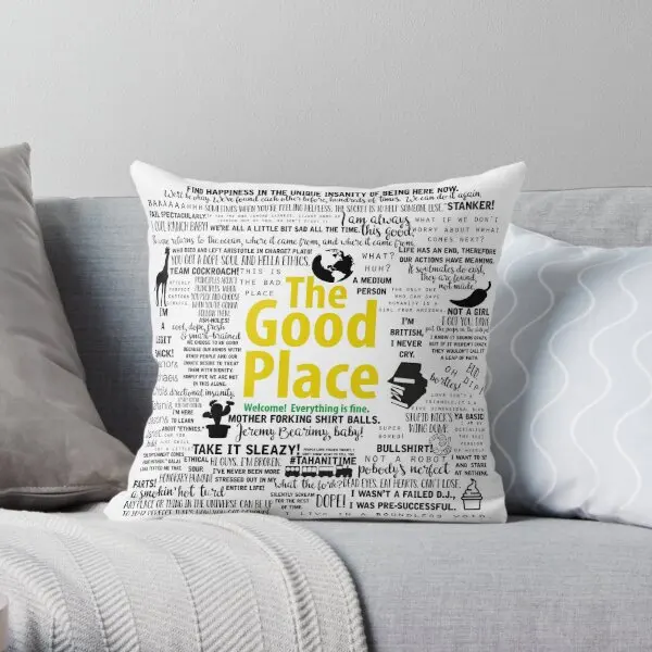 

The Good Place Memorable Quotes Black Fo Printing Throw Pillow Cover Case Office Square Cushion Pillows not include One Side