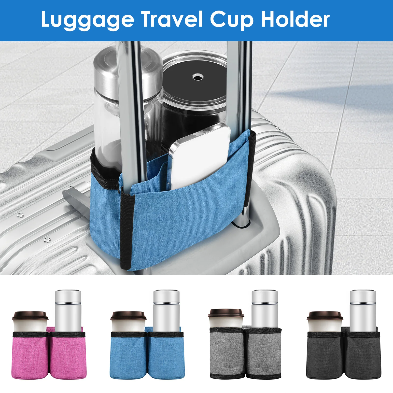 Luggage Travel Cup Holder Oxford Fabric Suitcase Drink Bag with Drawstring Durable Free Hand Travel Milk Tea Coffee Mugs Holder