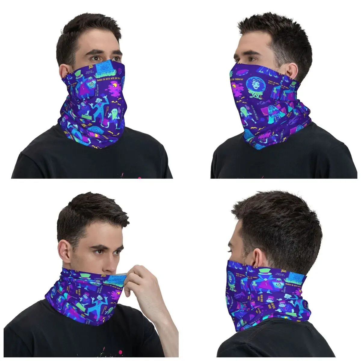 Happy Haunts Bandana Neck Gaiter for Ski Running Women Men Wrap Scarf Haunted Mansion Grim Grinning Ghost Headband Warmer