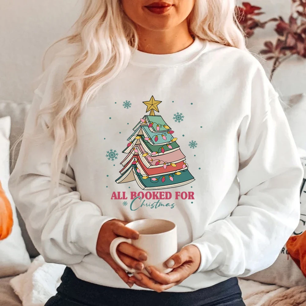 All Booked for Christmas Sweatshirt Christmas Books Shirt Book Lovers Sweater Christmas Teacher Pullover Librarian Gift