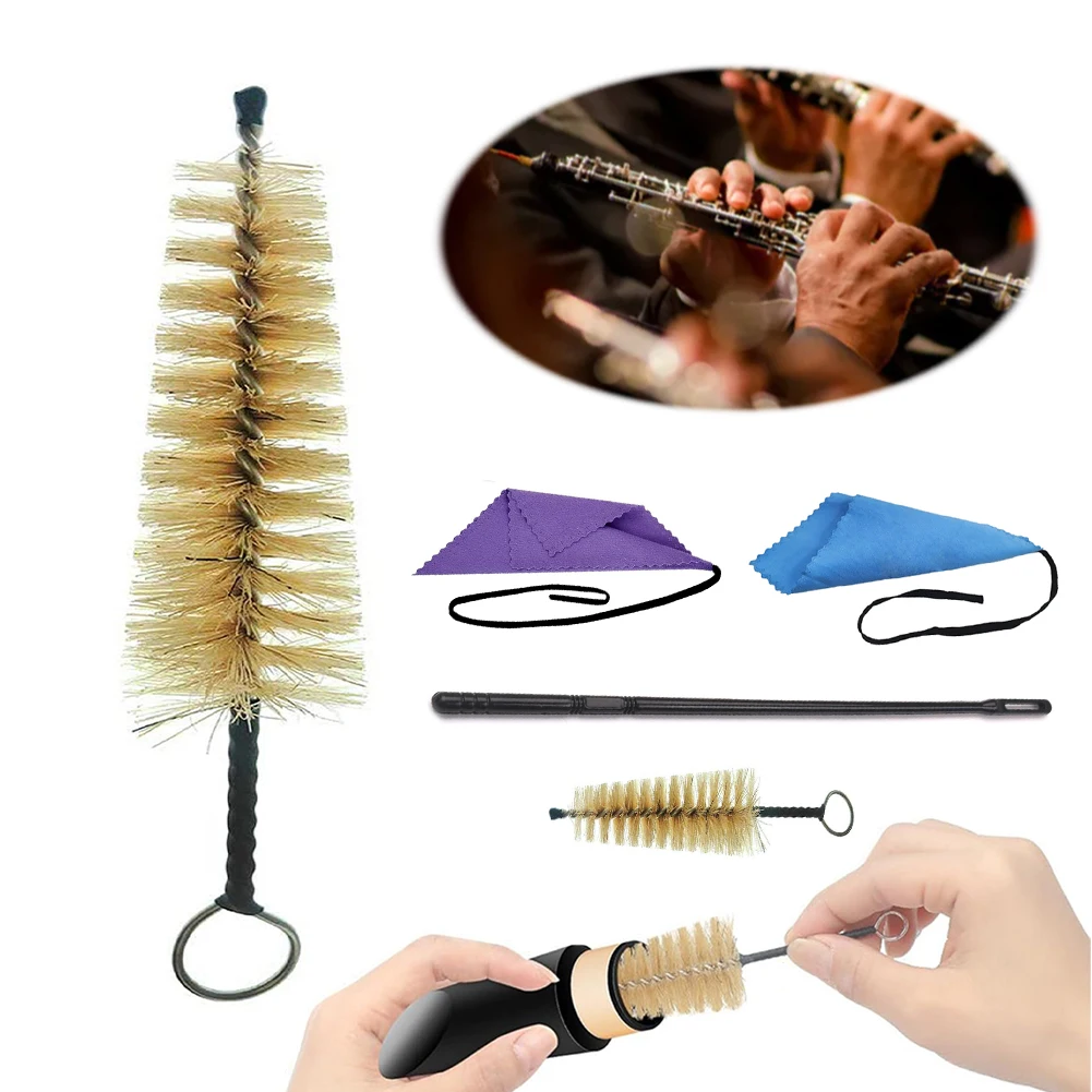 3Pcs Clarinet Flute Cleaner Wear Resist Piccolo Cleaning Brush Multifunctional Flute Care Rod and Brush Gift for Flute Lovers