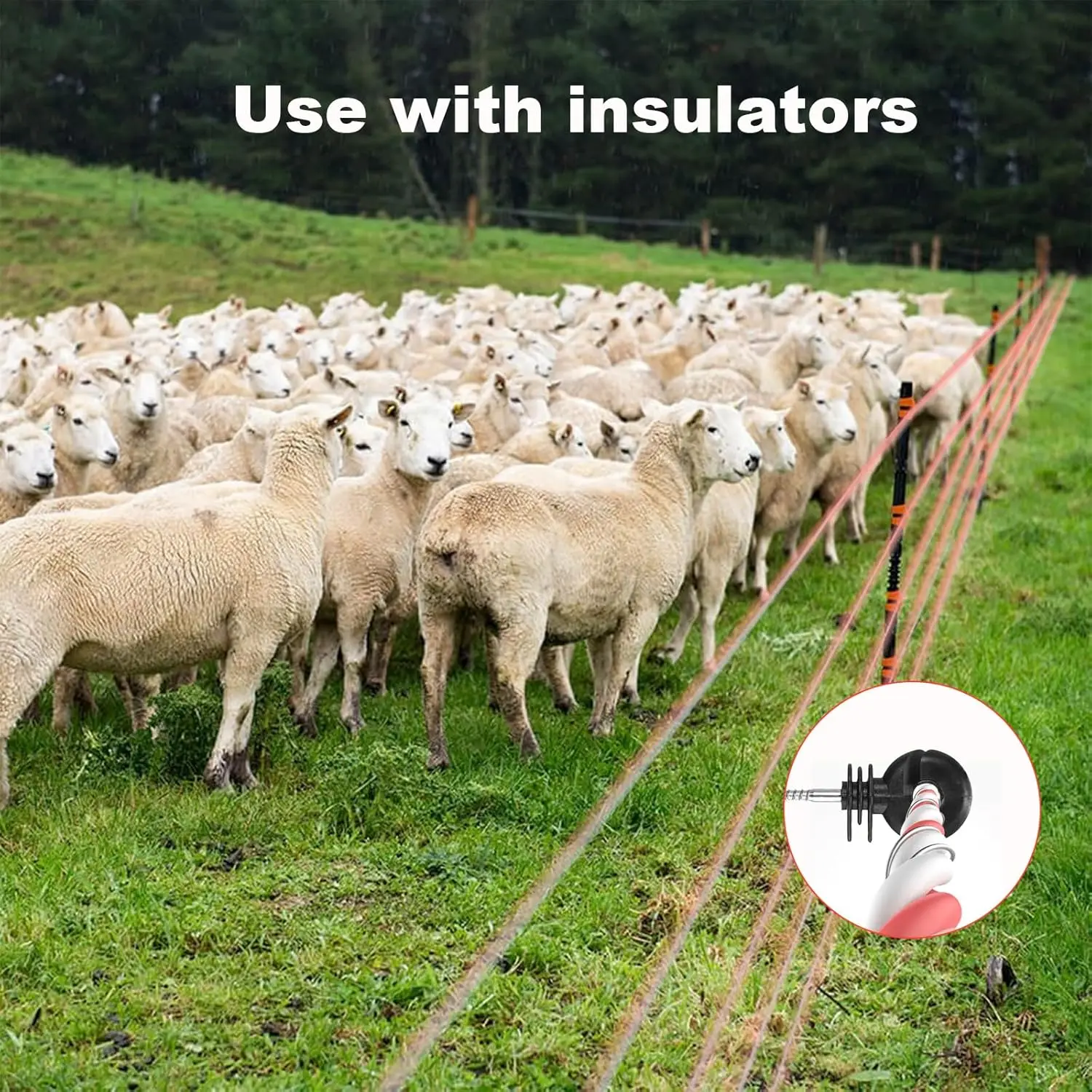 500m Roll Electric Fence Rope Polywire with Steel Poly Rope for Sheep Horse Cattle Animal Fencing Ultra Low Resistance Wire