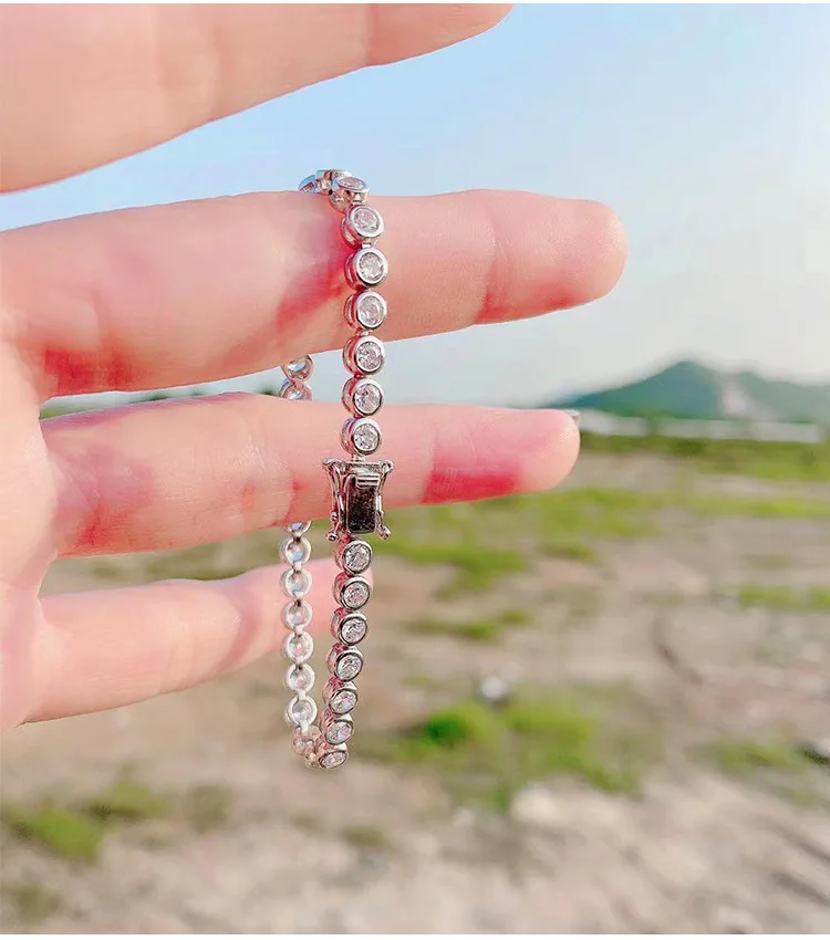 

EUREKA 925 Sterling Silver Inlaid Zircon Full Diamond Bracelet For Women's Boutique Jewelry Wholesale Christmas Gifts