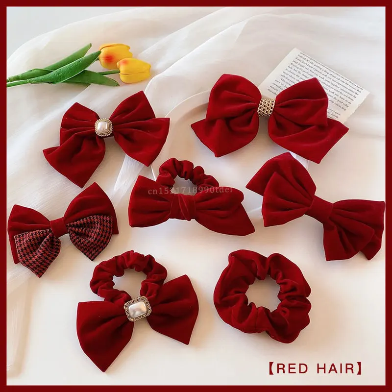 Velvet Bow Hair Clip Elegant Bow Tie Hairpins Vintage Barrettes  For Women Girls Black Wine Red Hairpins Hair Accessories