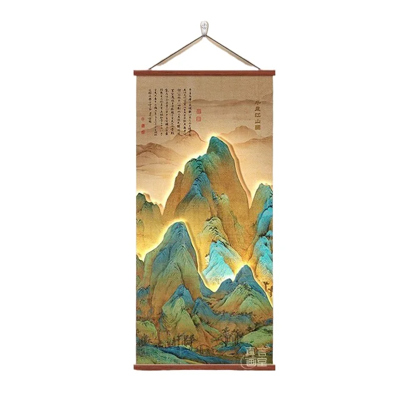 Thousand Miles Scroll Tapestry Wall Hanging - Handmade Feng Shui Decor for Foyer, Living Room, Hallway, Study & Office