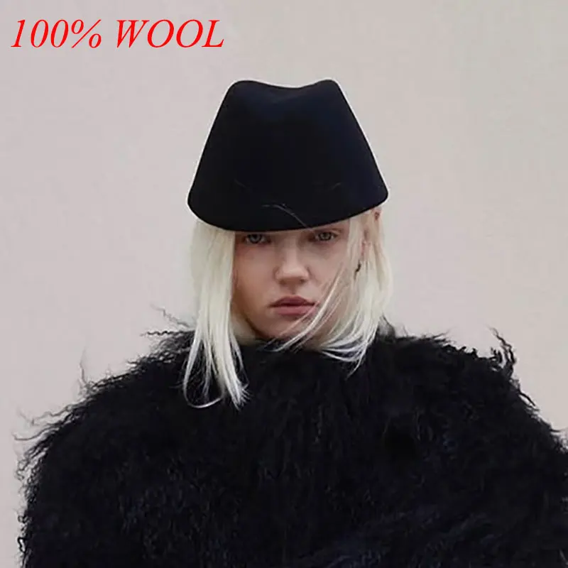 Russischer Retro-Flugbegleiter-Hut für Damen, 100% Wollfilz-Baskenmütze, Party-Charm-Hochzeits-Chapeau, Fedora-Medizinbox, Designer-Modell