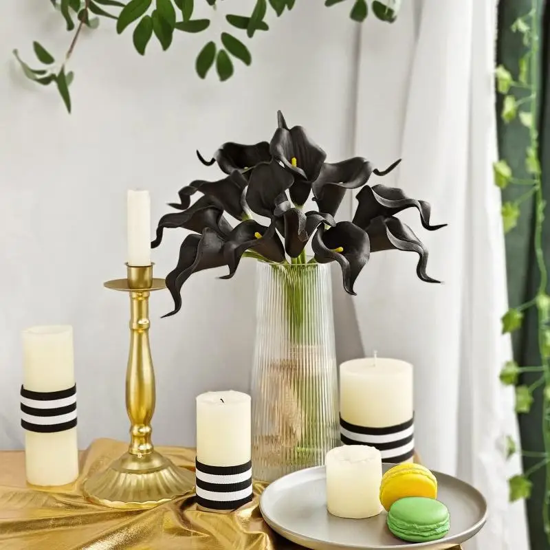 Artificial Calla Lily Bouquet,Fall Wedding Easter Home Decor,Bride Bouquet Table Centerpiece, Gothic Ghost Atmosphere Decoration