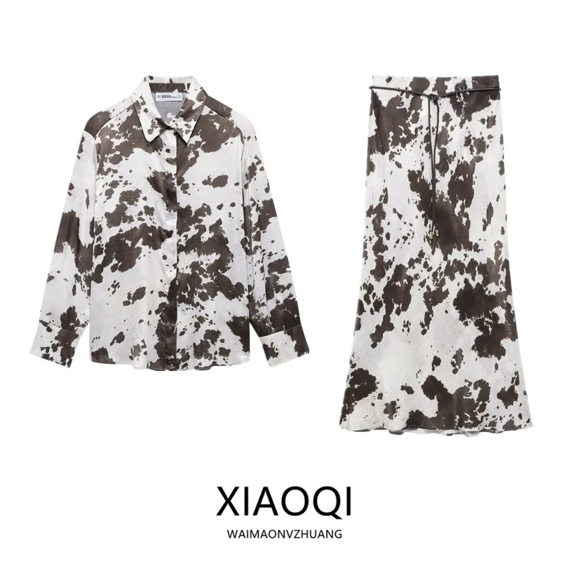 

Spring 2025 Women's Animal Print Loose Fit Long Sleeve Shirt with Stand Collar Drapey Fashionable Casual Wear for Ages 25-35