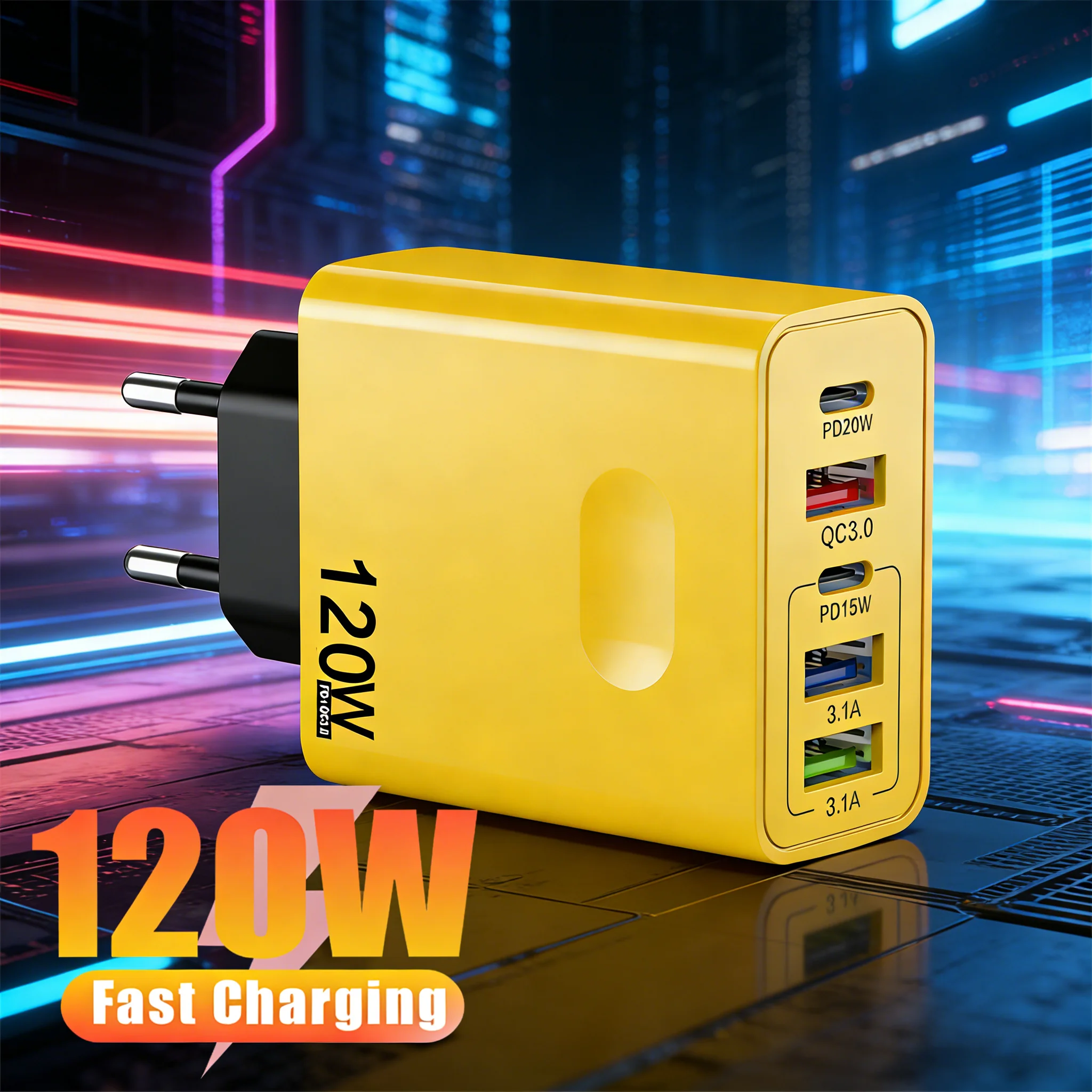 120W PD+QC3.0 Charging Ports Adapter USB-C Fast Charging Phones For iPhone Xiaomi Xiaomi Redmi Samsung EU US UK Travel Charger