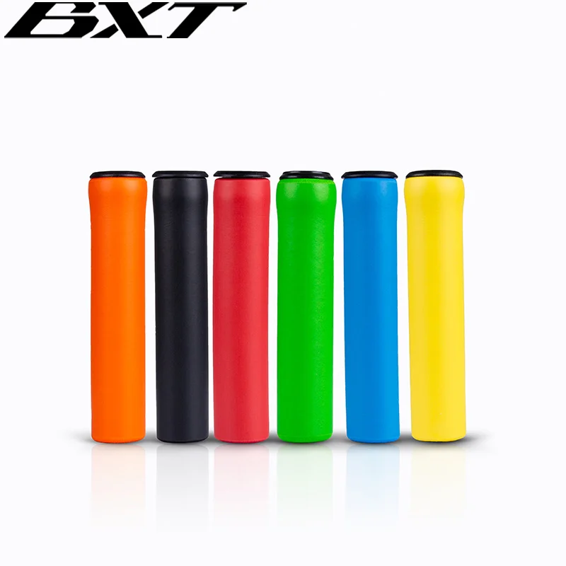 BXT MTB Handle Bar Grips Mountain Bike Handlebar Grips 1Pair Yellow Red Green Orange Blue Black  Soft Foam Silicone