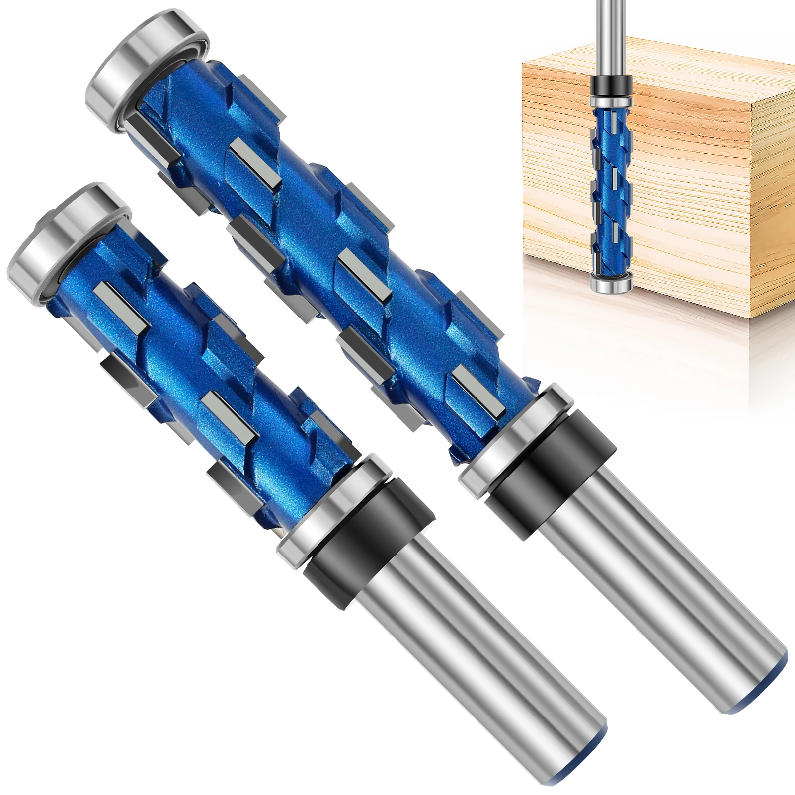 

2Pcs 1/2inch Shank Flush Trim Router Bit Set Carbide Flush Trimming Bit Professional Double Bearing Spiral Trimming Tool