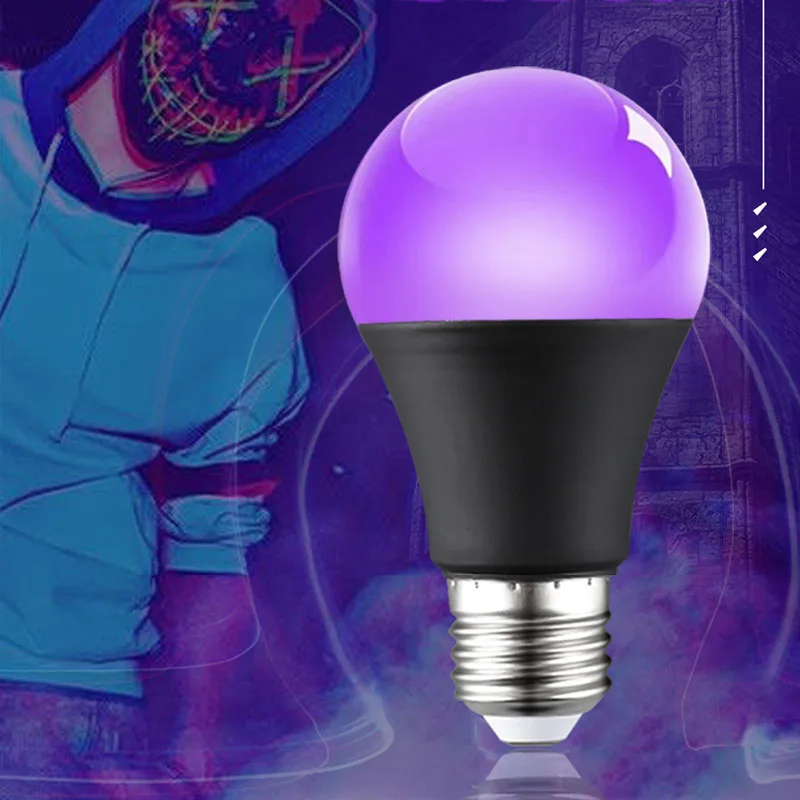 

E27 Ultraviolet Lamp UV Purple Bulb Atmosphere UV Light Bulbs 10W Bar Fluorescent Halloween Decoration UV Atmosphere Bulb