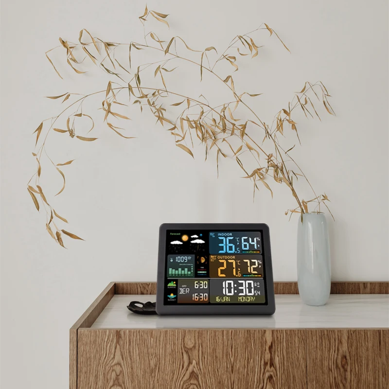 Orologio per stazione meteorologica Wireless, Monitor meteorologico per interni domestici con barometro, indicatore di temperatura e umidità per