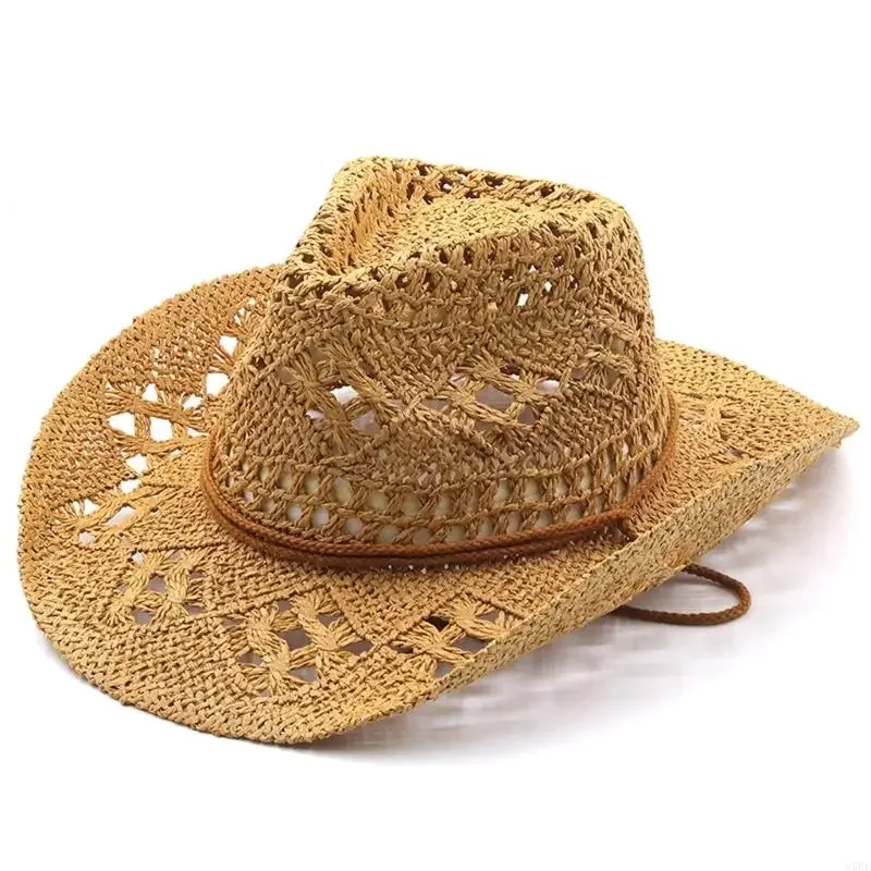 

Western Sun Hat with Adjustable Band Wide Border Protecting Hat Unisex Sun Hat for Beach Vacation Travel