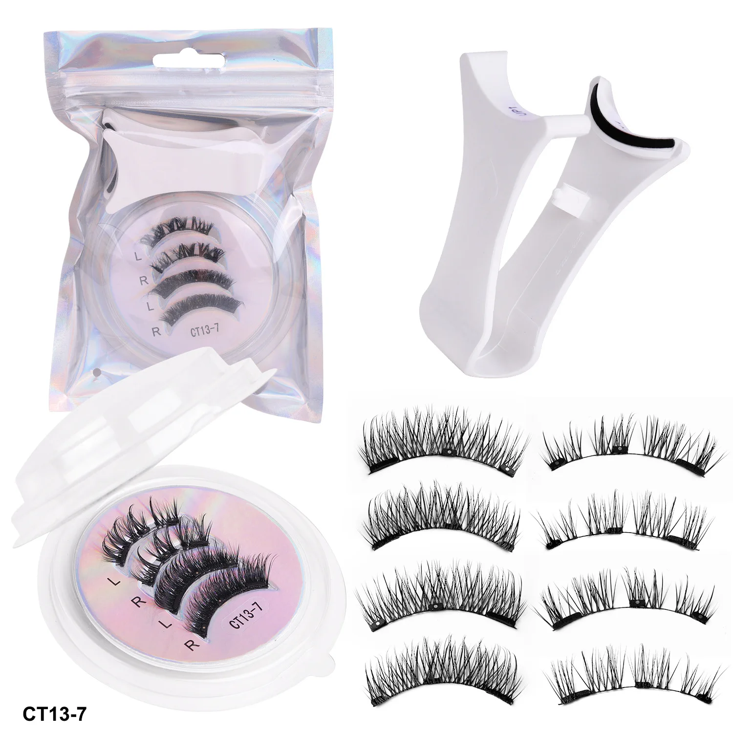 الرموش المغناطيسية 2 أزواج اليدوية ثلاثية الأبعاد المنك جلدة قابلة لإعادة الاستخدام الرموش الصناعية مجموعة الطبيعية طويلة وهمية رمش ماكياج الملقط أداة #6