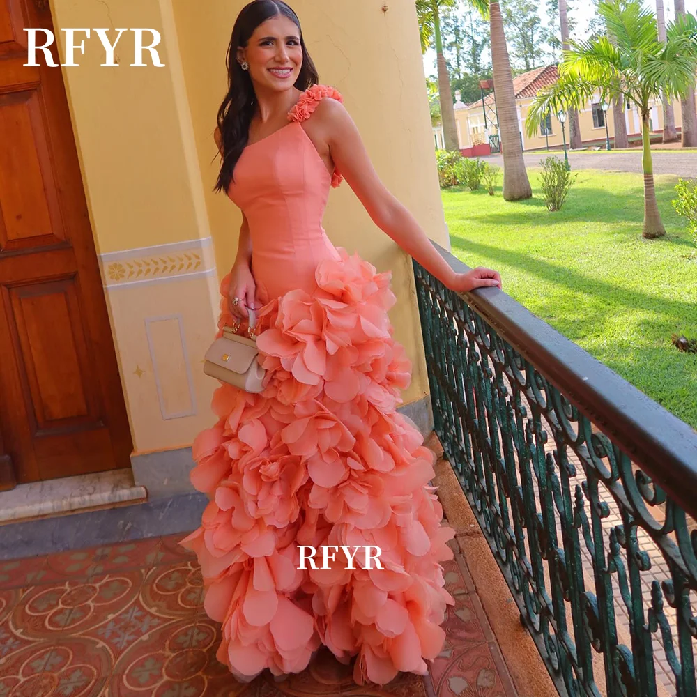 RFYR Mermaid Celebrity Dress Coral Prom Dress with Multilayers Evening Dress فساتين مناسبة رسمية Customized