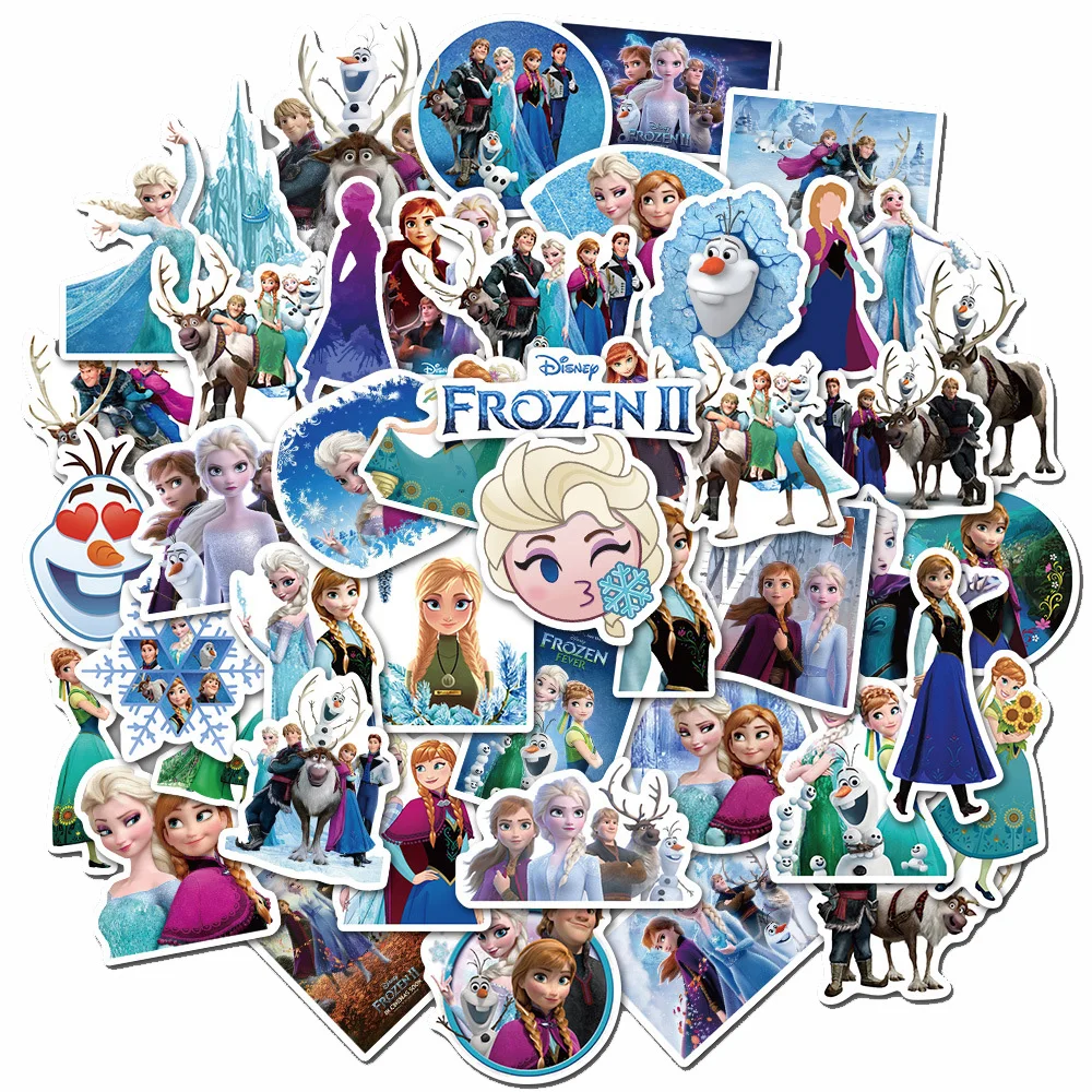 10/30/50pcs Disney Movie Frozen Princess Anime Cartoon Stickers for Laptop Bike Scrapbook Phone Waterproof Sticker Decal Kid Toy