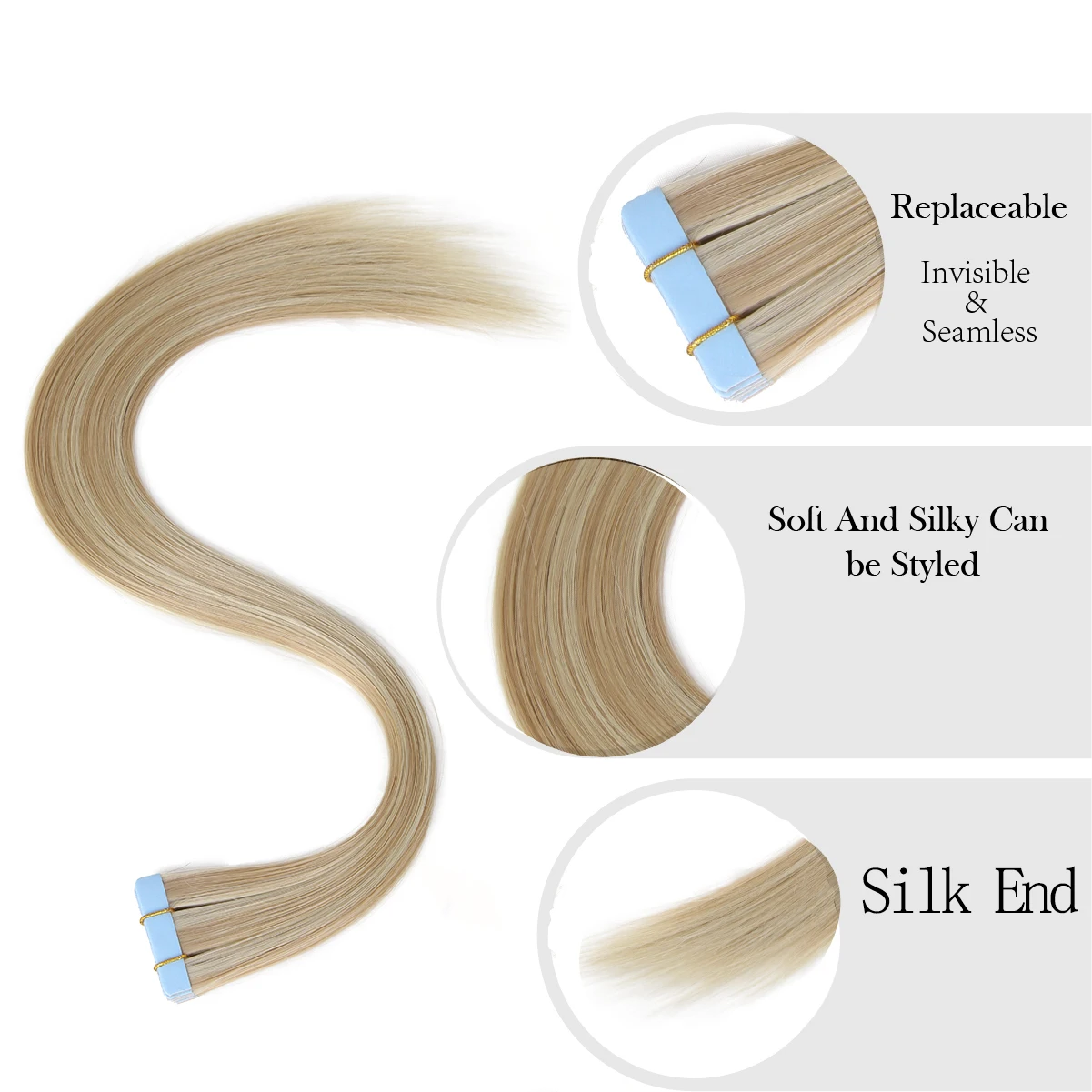 26 Inci 10 Buah Pita Sintetis Dalam Ekstensi Rambut Lurus Pita Warna Campuran Perekat Tak Terlihat Mulus Dalam Ekstensi Rambut untuk Malam Hari