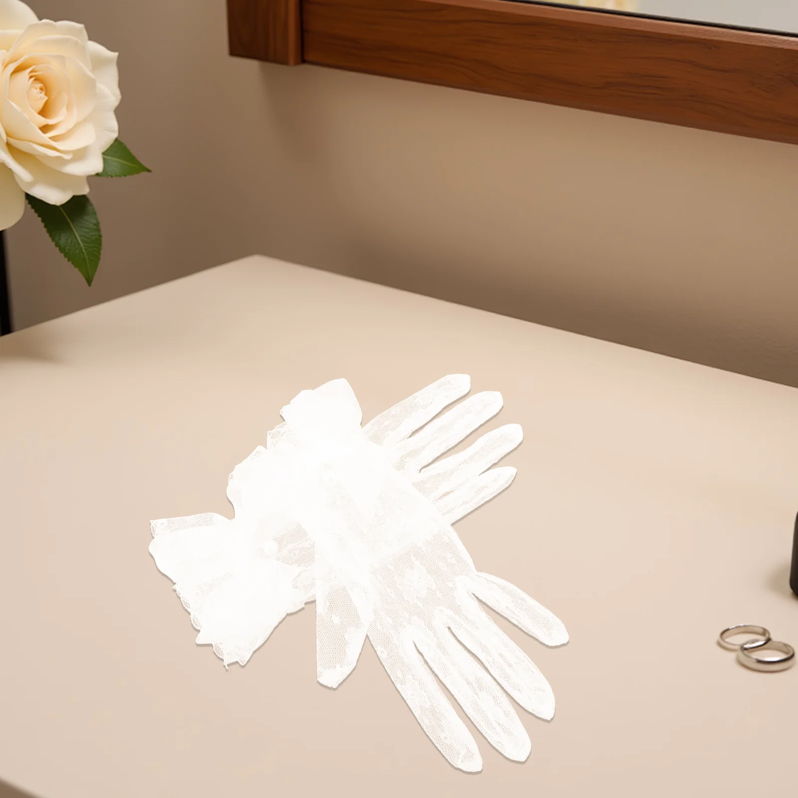 2 pçs branco lolita luvas de renda elegante arco curto dedo luvas para festa de chá formal eventos noturnos acessórios de festa de chá