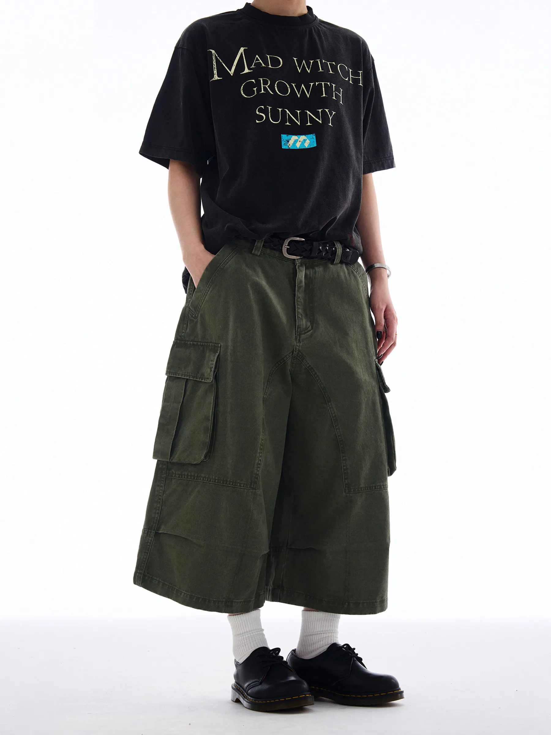 High Street Summer Street Vintage Workwear Shorts Men's and Women's Loose Casual Multi Pocket Cropped Pants