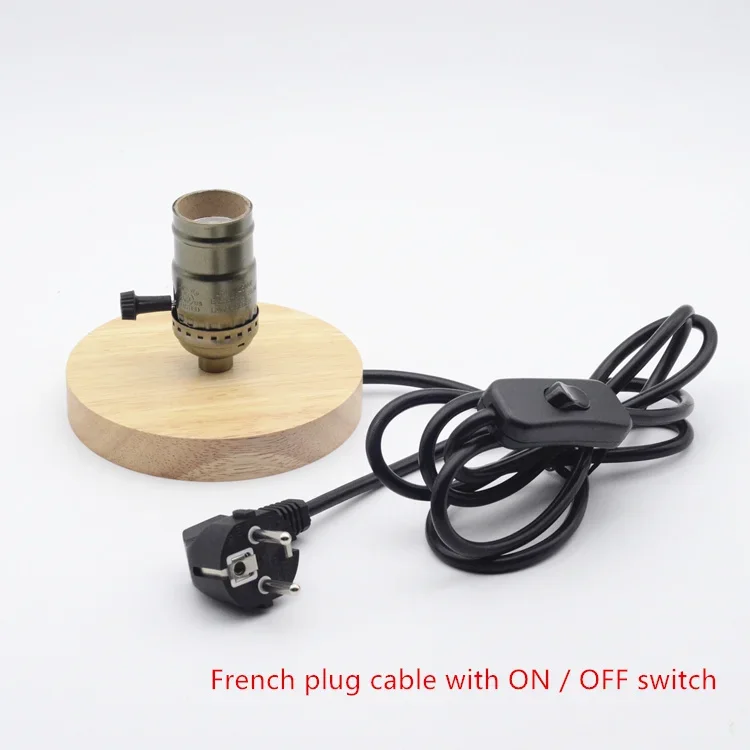 Edison vintage drewniana podstawa E26 e27 oprawka z EU US French plug dimmer włącznik/wyłącznik i kabel do lampa stołowa led