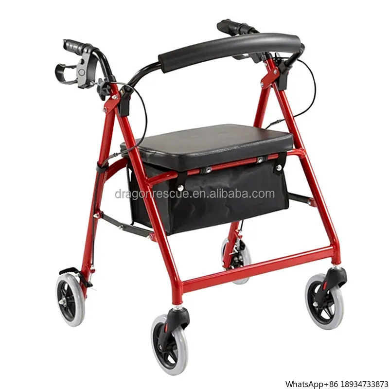 Lightweight standing aluminum alloy 4 caster walker frame walking rehabilitation aid for disabled