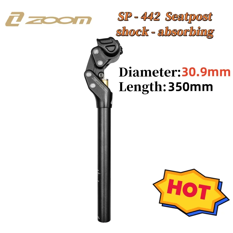 ZOOM Mountain Bike Suspension Seatpost 27.2mm/30.9mm/31.6mm × 355mm Aluminum Alloy Four-Bar Suspension, Adjustable Travel Height