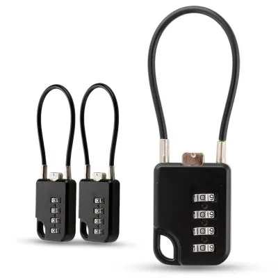 Resettable Compact Combination Padlock, Durable Stainless Steel Cable Security Lock for Suitcase, Gym Locker and Backpack