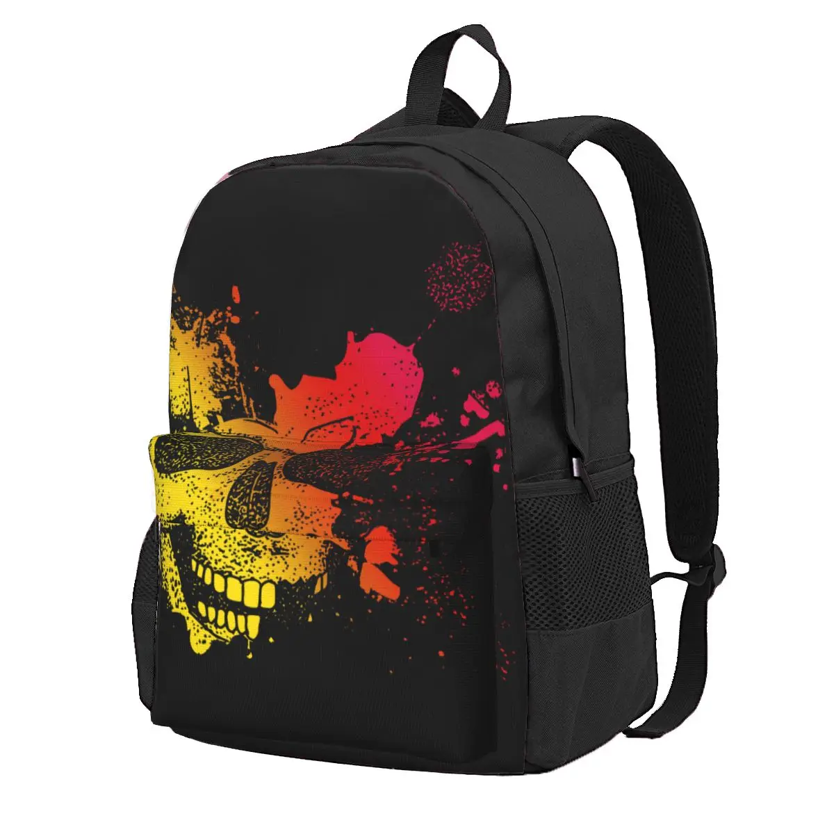 Splatter Skull Printed Backpack ink spatter colorful skull Youth College Backpacks Durable Kawaii High School Bags Rucksack