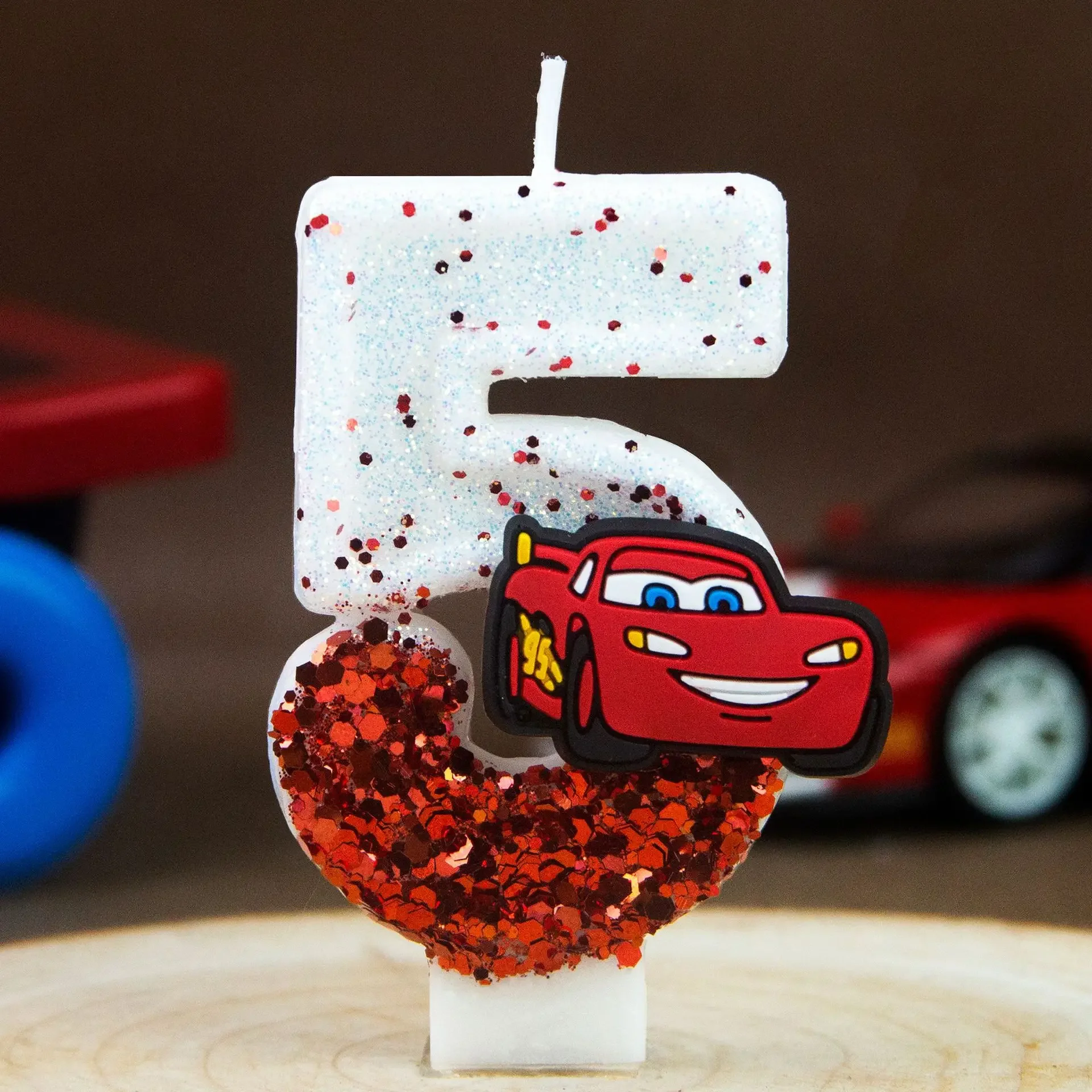 Digitale Kerze 0-9 Racing Story Lightning McQueen Geburtstagskerze Niedlicher Kuchen mit Stecker – Detail 2