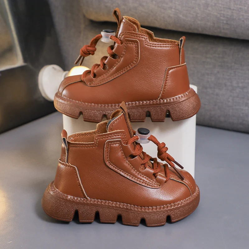 Children's Boot for Boy Classic Simple Girls' Ankle Boots Fashion Versatile Causal Kids Walking Short Boots Matte PU Non-slip