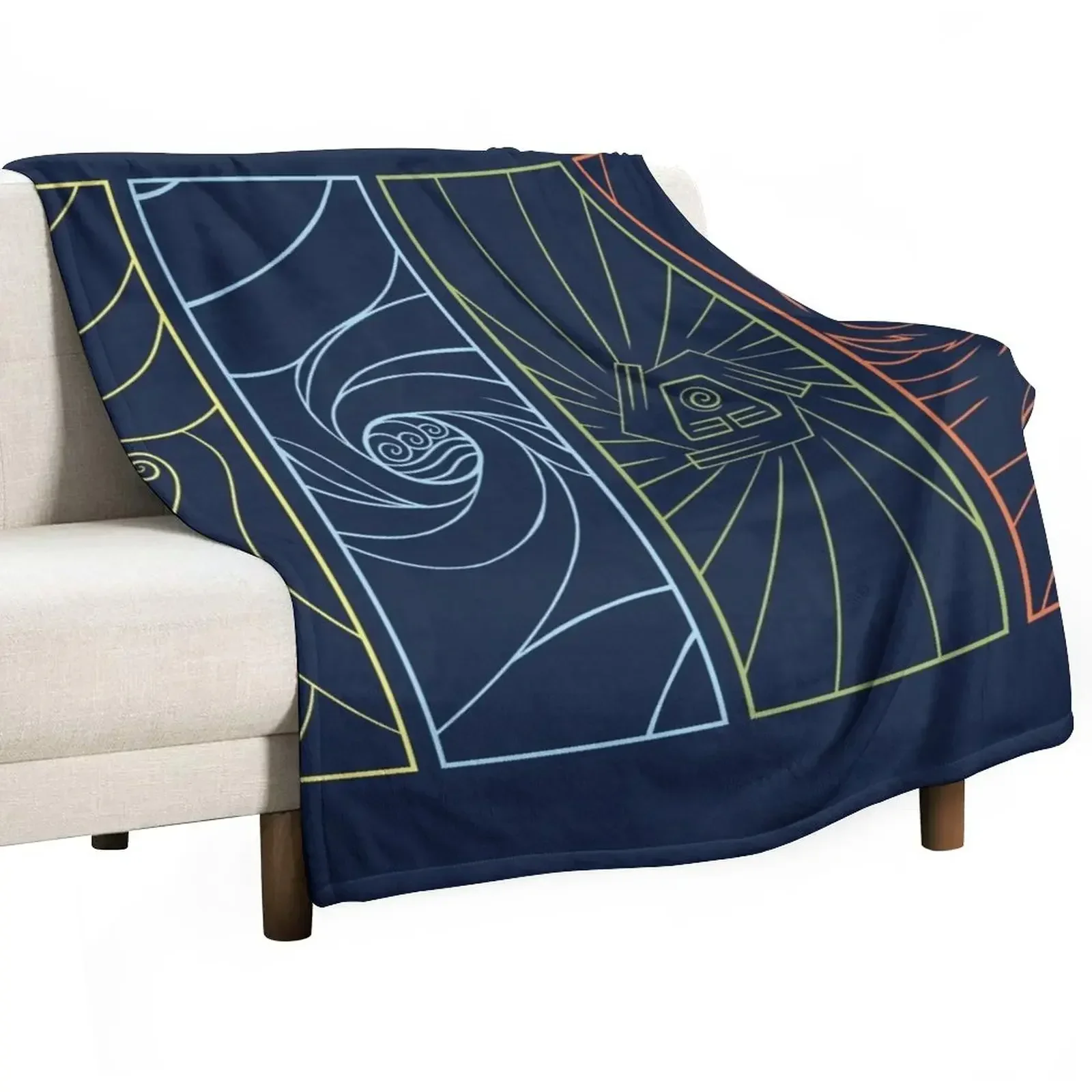 

Minimalist Elemental Bending Throw Blanket Multi-Purpose Plaid on the sofa Thermal Blankets