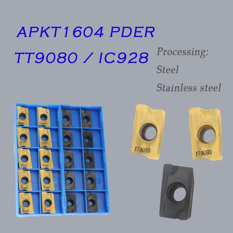 APKT1604 PDER TT9080 / IC928 inserto in metallo duro per fresatura parti del tornio utensile per fresatura APKT 1604 lama per tornitura