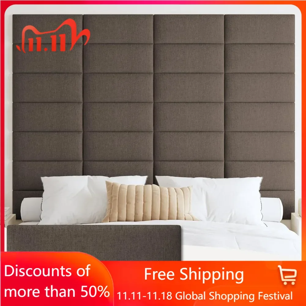 Upholstered Wall Mounted Headboard, 3D Soundproof Wall Panels Peel and Stick Headboard for King Size, Reusable and Removable