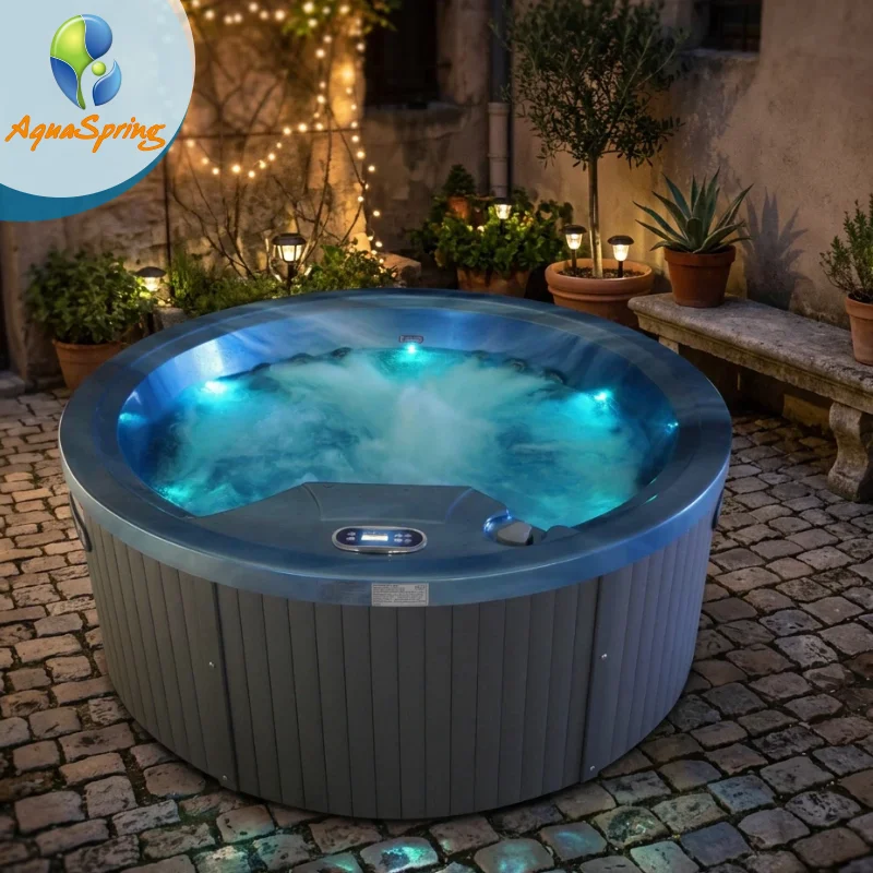 Balboa 4-Person Freestanding Heated Acrylic Hot Tub with 23 Sprinklers, Round Combined Air and Whirlpool Jacuzzi