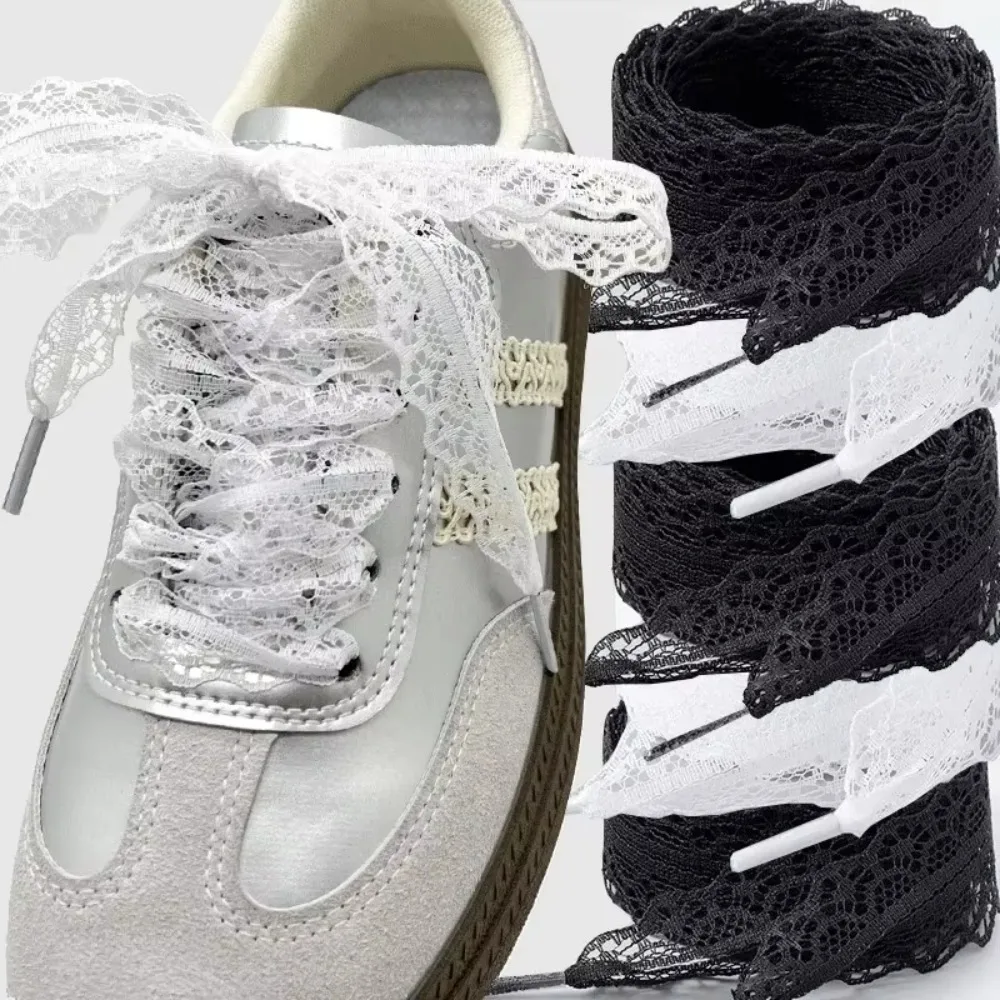 Fashion 2CM Fancy Lace Shoelaces Soft 120cm Extra Wide Shoelaces Big Replace shoestring Shoes Accessories