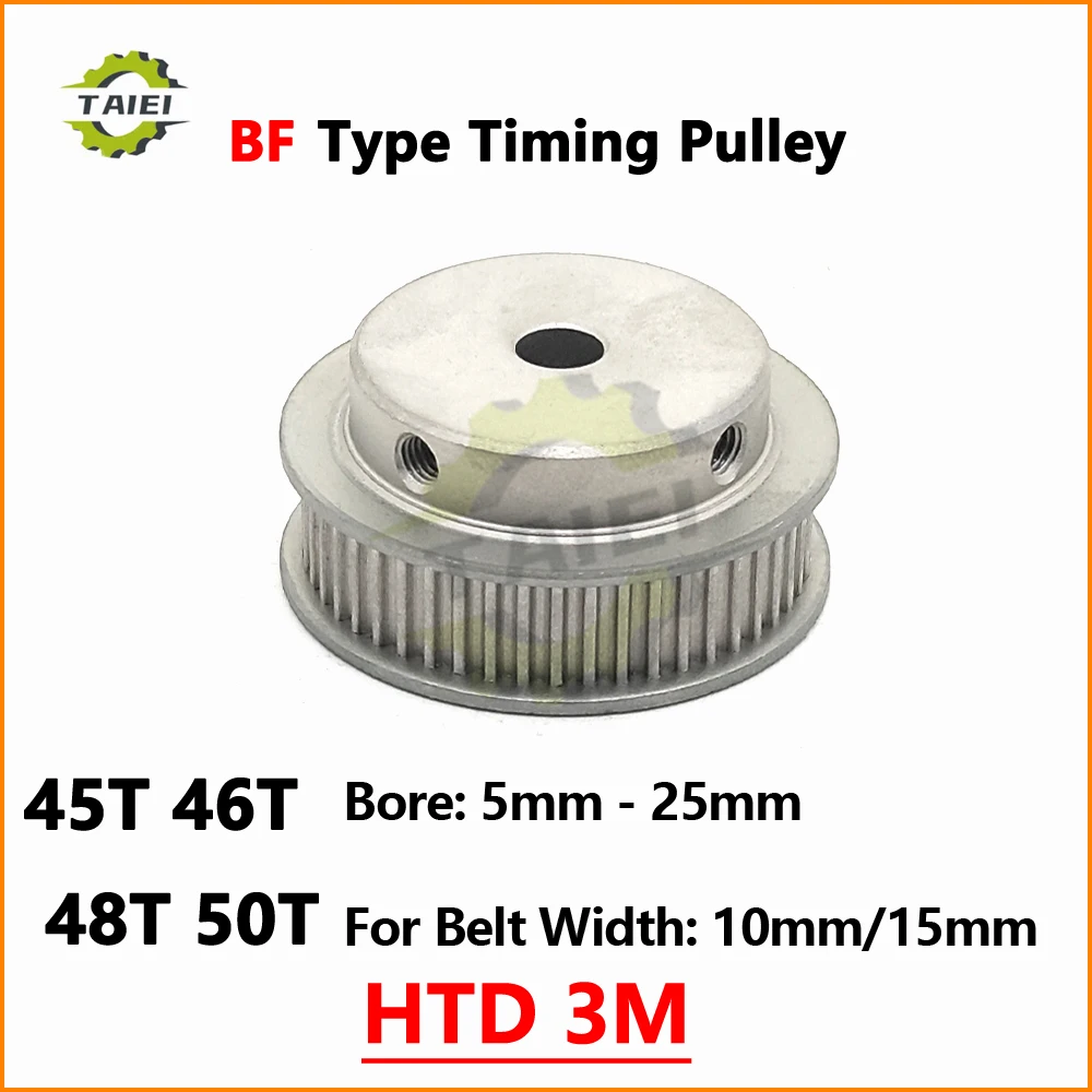 HTD 3M 45T 46T 48T 50 Teeth Synchronous Wheel Keyway Bore 5mm-25mm HTD3M Timing Pulley 45Teeth For Belt Width 10/15mm 3M Pulley