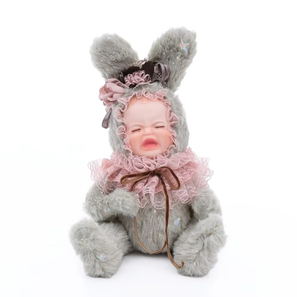 8-inch Original Porcelain Doll Bunny Plush Doll Ceramic Face Body Plush High-quality Handmade Collectible Artwork Gift